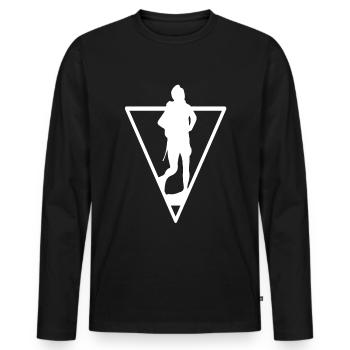 Triangle - Hiking - (2) - Men's Premium Organic Long Sleeve Shirt - black - Front - Nico (187cm)