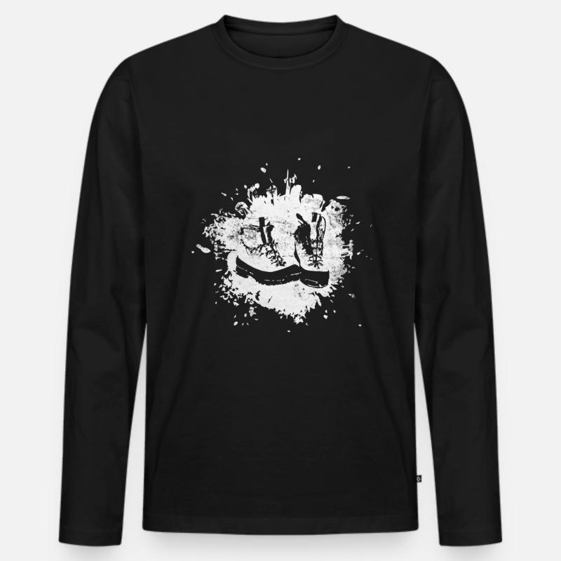 Spritzer - Wanderschuhe - (2) - Männer Premium Bio Langarmshirt - Schwarz