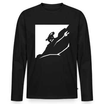 Mountains - Hiking - (11) - Men's Premium Organic Long Sleeve Shirt - black - Front - Nico (187cm)