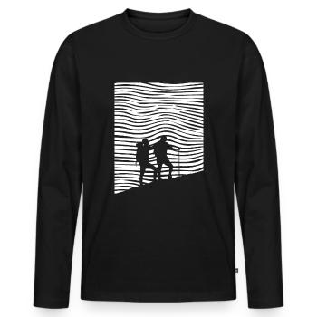 Hiking - (7) - Men's Premium Organic Long Sleeve Shirt - black - Front - Nico (187cm)
