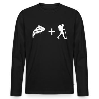 Pizza - Female Hiking - - Men's Premium Organic Long Sleeve Shirt - black - Front - Nico (187cm)
