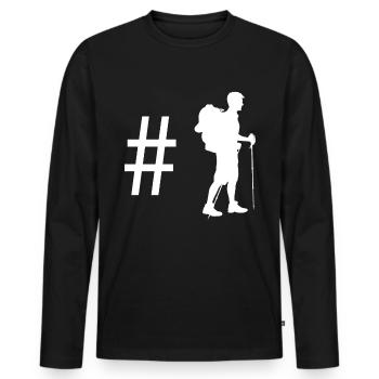 Hashtag - Wandern - - Männer Premium Bio Langarmshirt - Schwarz - Vorne - Nico (187cm)