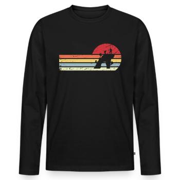 Soleil et lignes rétro - Escalade - - T-shirt manches longues Premium bio Homme - noir - Devant - Nico (187cm)