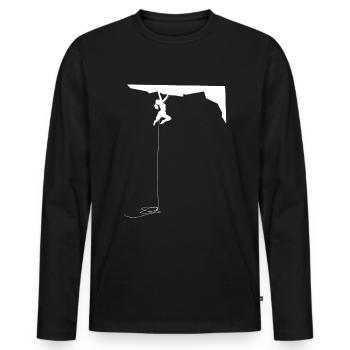 Climbing - (10) - Men's Premium Organic Long Sleeve Shirt - black - Front - Nico (187cm)