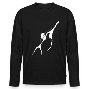Climbing - (14) - Men's Premium Organic Long Sleeve Shirt - black - Front - Nico (187cm)