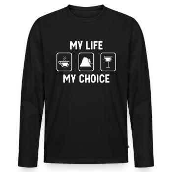 My Life My Choice - Wine - Female Climbing - Men's Premium Organic Long Sleeve Shirt - black - Front - Nico (187cm)