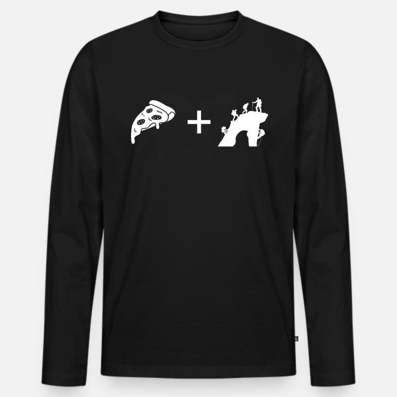 Pizza - Klettern - - Männer Premium Bio Langarmshirt - Schwarz