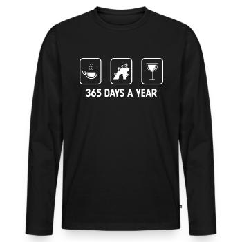 365 days a year - Wine - Climbing - - Men's Premium Organic Long Sleeve Shirt - black - Front - Nico (187cm)