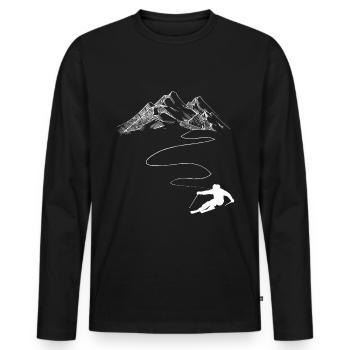 Montagne - Ligne sinueuse - Ski - (9) - T-shirt manches longues Premium bio Homme - noir - Devant - Nico (187cm)