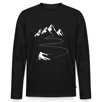 Montagne - Ligne sinueuse - Ski - (11) - T-shirt manches longues Premium bio Homme - noir - Devant - Nico (187cm)