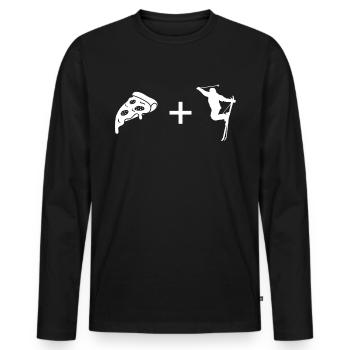 Pizza - Skiing - - Men's Premium Organic Long Sleeve Shirt - black - Front - Nico (187cm)