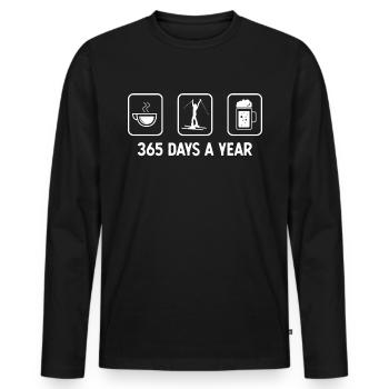 365 Tage im Jahr - Bier - Frauenskifahren - - Männer Premium Bio Langarmshirt - Schwarz - Vorne - Nico (187cm)