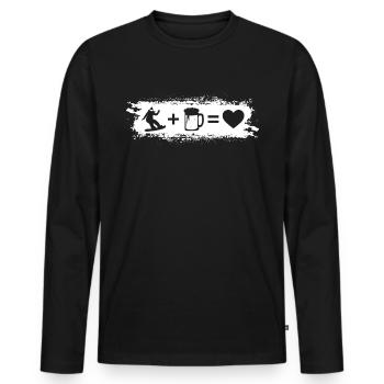 Grunge Rechteck - Herz - Bier - Weiblich Snowboard - Männer Premium Bio Langarmshirt - Schwarz - Vorne - Nico (187cm)