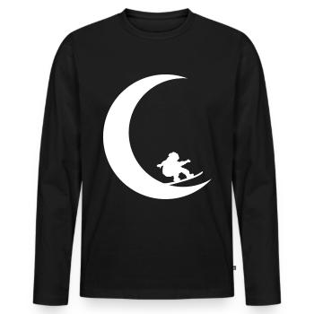 Crescent Moon - Snowboarding - Women - Men's Premium Organic Long Sleeve Shirt - black - Front - Nico (187cm)