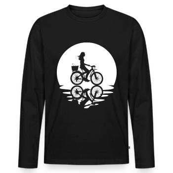 Cercle et réflexion - Frau Radfahren - - T-shirt manches longues Premium bio Homme - noir - Devant - Nico (187cm)