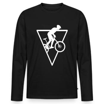 Triangle - Cyclisme - (5) - T-shirt manches longues Premium bio Homme - noir - Devant - Nico (187cm)