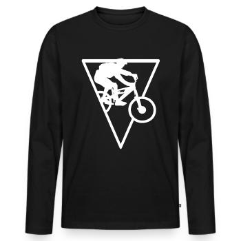 Triangle - Cyclisme - (3) - T-shirt manches longues Premium bio Homme - noir - Devant - Nico (187cm)