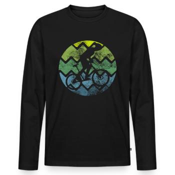 Retro - Radfahren - - Männer Premium Bio Langarmshirt - Schwarz - Vorne - Nico (187cm)