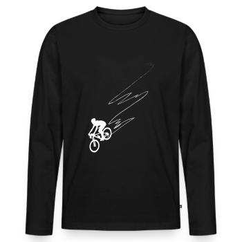 Ligne courbe - Cyclisme - (2) - T-shirt manches longues Premium bio Homme - noir - Devant - Nico (187cm)