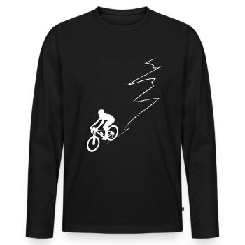 Ligne de courbe - Cyclisme - (5) - T-shirt manches longues Premium bio Homme - noir - Devant - Nico (187cm)