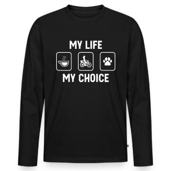 My Life My Choice - Dog's Paw - Mrs. Radfahre - Men's Premium Organic Long Sleeve Shirt - black - Front - Nico (187cm)