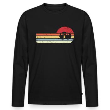 Sonne und Retro-Linien - Camping Wohnwagen - - Männer Premium Bio Langarmshirt - Schwarz - Vorne - Nico (187cm)