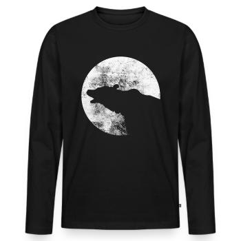Mond - Bär - (2) - Männer Premium Bio Langarmshirt - Schwarz - Vorne - Nico (187cm)