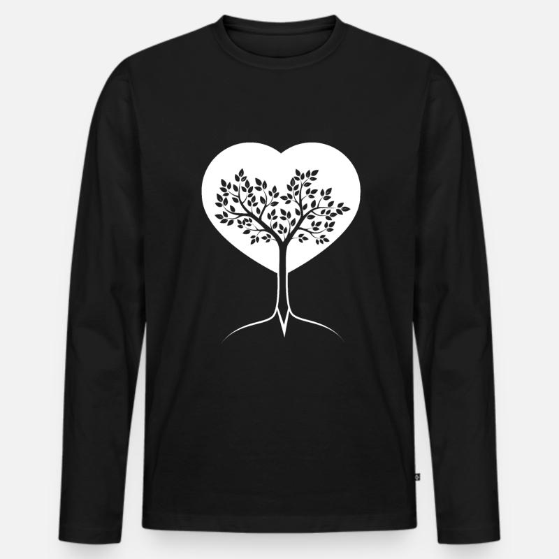 Herz - Baum - (2) - Männer Premium Bio Langarmshirt - Schwarz