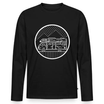Circle - Camping Van - - Men's Premium Organic Long Sleeve Shirt - black - Front - Nico (187cm)
