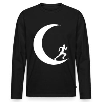 Croissant de Lune - Course à pied - - T-shirt manches longues Premium bio Homme - noir - Devant - Nico (187cm)