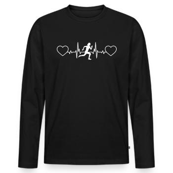 Herz - Herzschlag - Weiblich Laufen - - Männer Premium Bio Langarmshirt - Schwarz - Vorne - Nico (187cm)