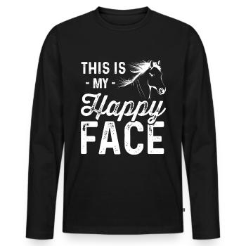 Ceci est mon visage heureux - T-shirt manches longues Premium bio Homme - noir - Devant - Nico (187cm)