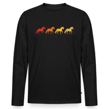 Retro-Pferde - Männer Premium Bio Langarmshirt - Schwarz - Vorne - Nico (187cm)