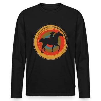 Retro Circle Horse - Men's Premium Organic Long Sleeve Shirt - black - Front - Nico (187cm)