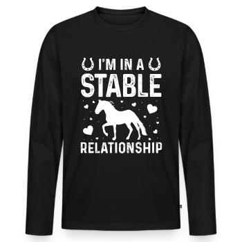 Je suis dans une relation stable - T-shirt manches longues Premium bio Homme - noir - Devant - Nico (187cm)
