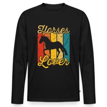 Amoureux des chevaux - T-shirt manches longues Premium bio Homme - noir - Devant - Nico (187cm)
