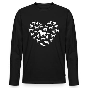 Pferde Herz - Männer Premium Bio Langarmshirt - Schwarz - Vorne - Nico (187cm)