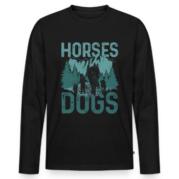 Pferde Hunde - Männer Premium Bio Langarmshirt - Schwarz - Vorne - Nico (187cm)