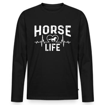 Vie équestre - T-shirt manches longues Premium bio Homme - noir - Devant - Nico (187cm)