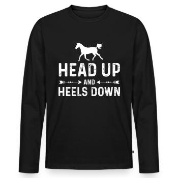 Head up and heels down - Men's Premium Organic Long Sleeve Shirt - black - Front - Nico (187cm)