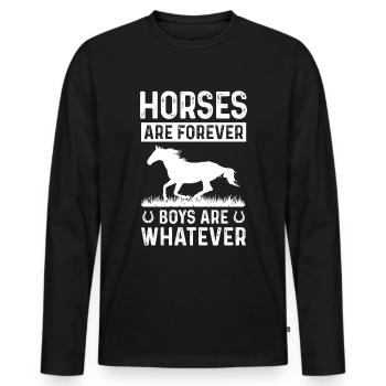 Pferde sind für immer Jungs sind was auch immer - Männer Premium Bio Langarmshirt - Schwarz - Vorne - Nico (187cm)