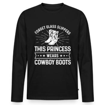 Oubliez les pantoufles de verre que cette princesse porte - T-shirt manches longues Premium bio Homme - noir - Devant - Nico (187cm)