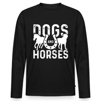 Hunde und Pferde - Männer Premium Bio Langarmshirt - Schwarz - Vorne - Nico (187cm)