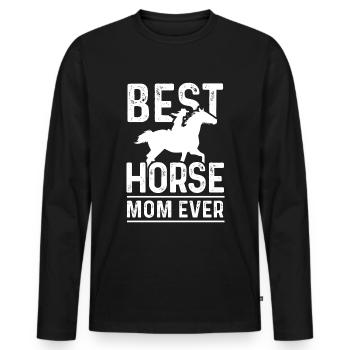 Meilleure maman de cheval de tous les temps - T-shirt manches longues Premium bio Homme - noir - Devant - Nico (187cm)