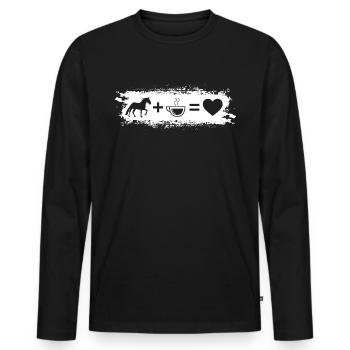 Grunge Rectangle - Coeur - Café - Cheval - - T-shirt manches longues Premium bio Homme - noir - Devant - Nico (187cm)