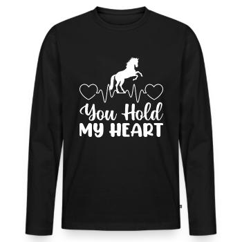 Du hast mein Herz gehalten - - Männer Premium Bio Langarmshirt - Schwarz - Vorne - Nico (187cm)