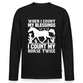 When I Count My Blessings, I Count My Pen - Men's Premium Organic Long Sleeve Shirt - black - Front - Nico (187cm)