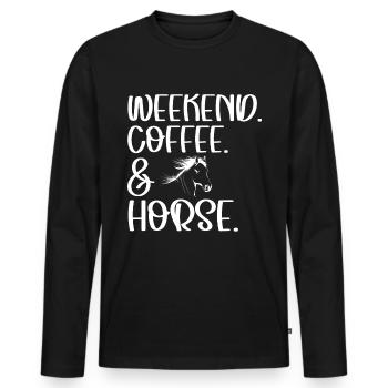 Café et cheval le week-end - - T-shirt manches longues Premium bio Homme - noir - Devant - Nico (187cm)