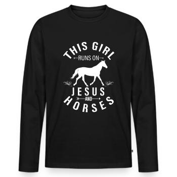 This girl runs on Jesus and horses 1 - (2) - Men's Premium Organic Long Sleeve Shirt - black - Front - Nico (187cm)