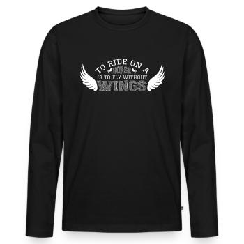 Auf einem Pferd zu reiten heißt ohne Flügel zu fli - Männer Premium Bio Langarmshirt - Schwarz - Vorne - Nico (187cm)